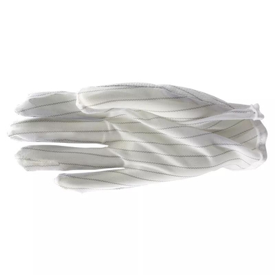 Anti guanti di lavoro statici di sicurezza ESD di ESD dell'unità di elaborazione della cima della fibra bianca di nylon del carbonio per il locale senza polvere