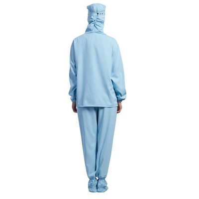 Pantaloni lunghi della camicia della manica degli anti abiti da lavoro statici incappucciati del locale senza polvere