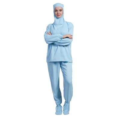 Pantaloni lunghi della camicia della manica degli anti abiti da lavoro statici incappucciati del locale senza polvere