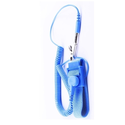 Anti PVC blu regolabile della cinghia di polso di elettricità statica ESD con il cavo della bobina
