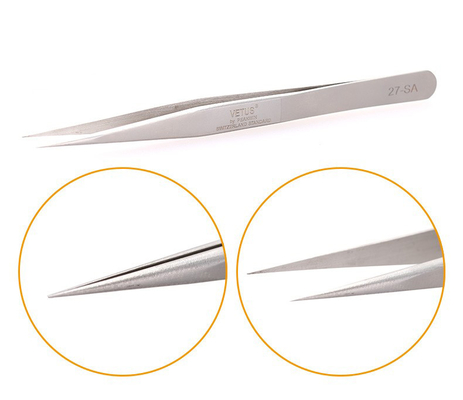 Pinzette superiori piane Vetus Lash Extension Tweezers di acciaio inossidabile di serie del SA