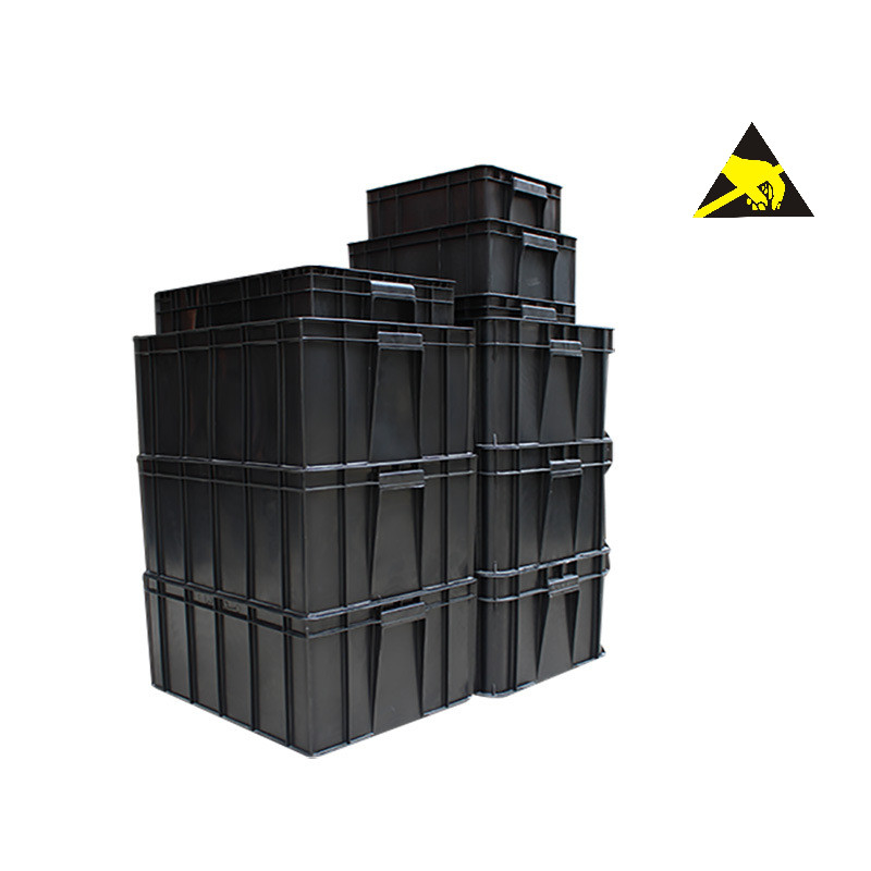 Contenitore elettronico di plastica nero antistatico permanente di contenitore ESD Tote Conductive Carrying Caseesd Storage di ESD con il coperchio
