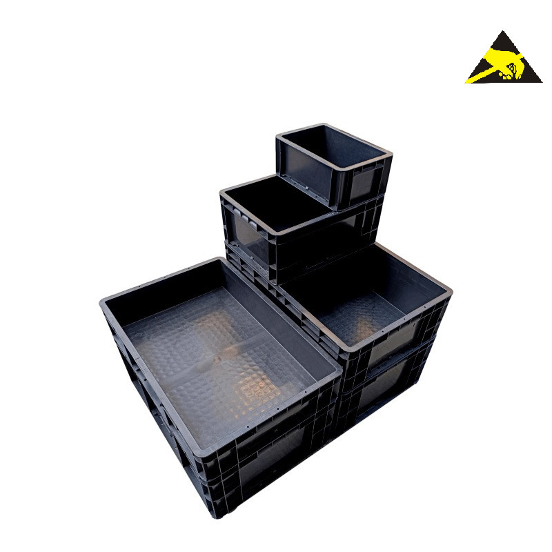 Scatola conduttiva dell'Eurostat ESD del contenitore della scatola di Tray Anti Static Memory Tool delle parti del piccolo recipiente sicuro nero CI di ESD con la copertura
