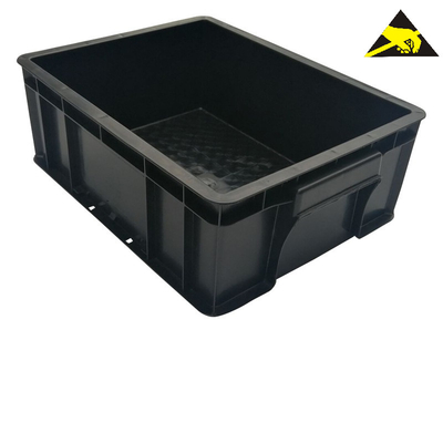 Recipienti accatastabili sicuri dei vassoi ESD del PWB della scatola ESD di circolazione di plastica del nero del locale senza polvere della scatola di plastica di ESD per protezione antistatica